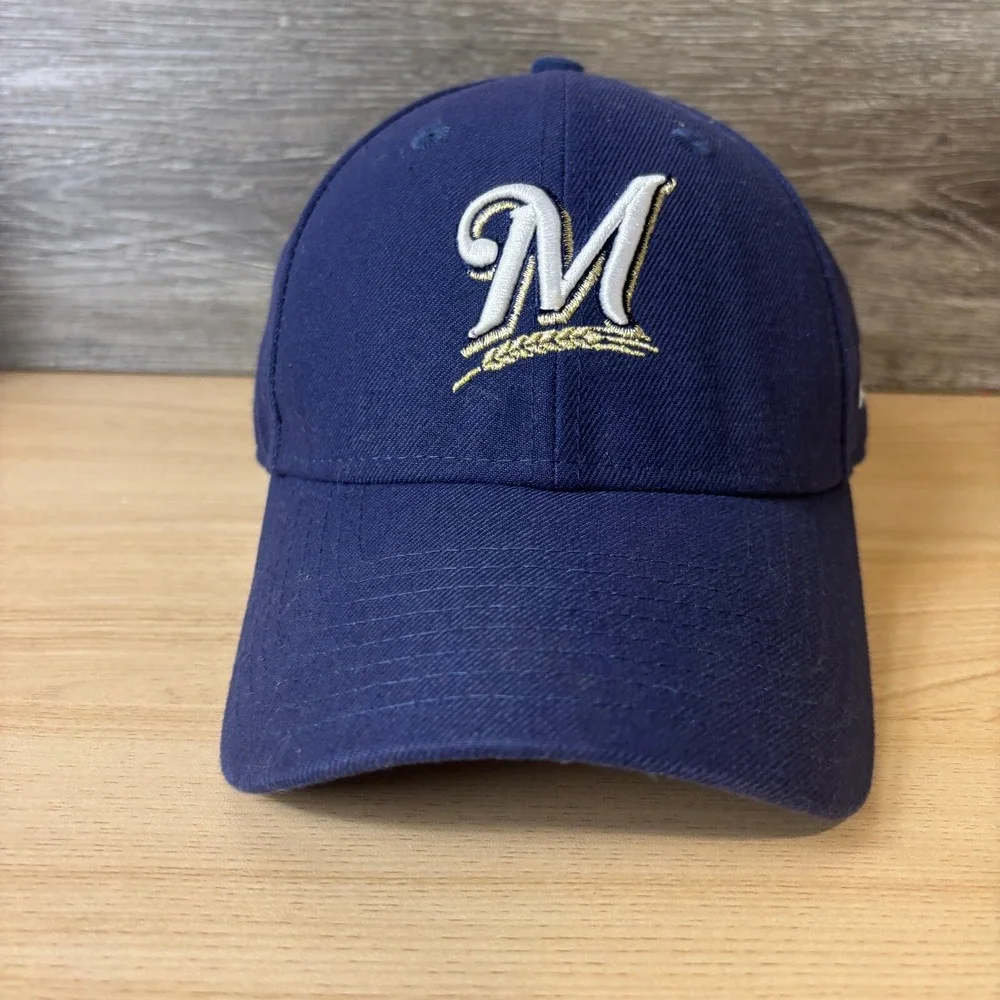 Milwaukee Brewers Hat‎ Cap Strap Back Blue MLB Baseball New Era Adjustable